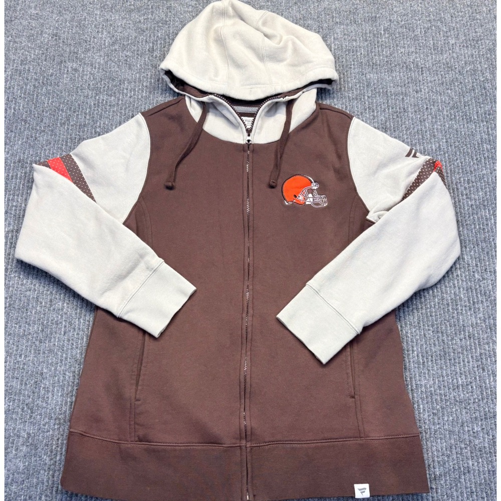 NFL Pro Line Fanatics Cleveland Browns Full Zip Hoodie Brown Oatmeal Womens M